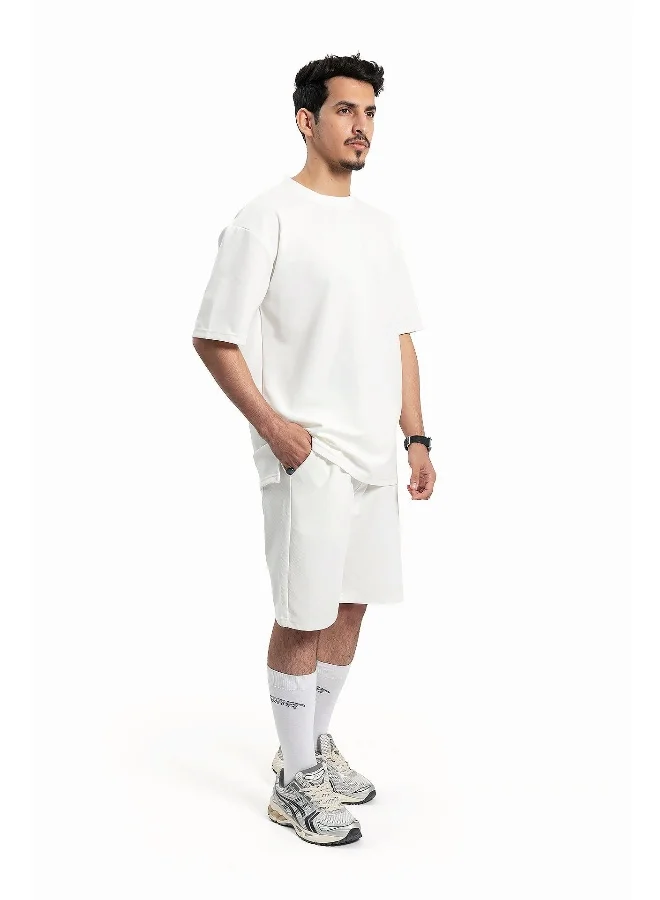Wecre8 Men's White T-Shirt and Shorts Set