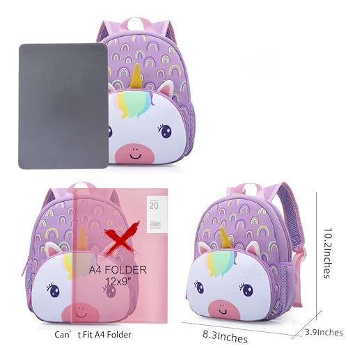 KK CRAFTS Preschool Backpack Toddler Neoprene Animal Schoolbag Lunch backpack for Kids Boys Girls(Rainbow Unicorn) - Image 2