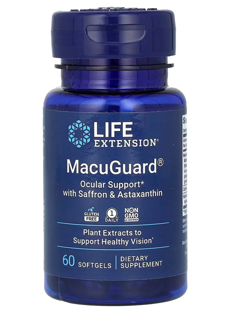 Life Extension, MacuGuard, Ocular Support with Saffron & Astaxanthin, 60 Softgels - Image 1
