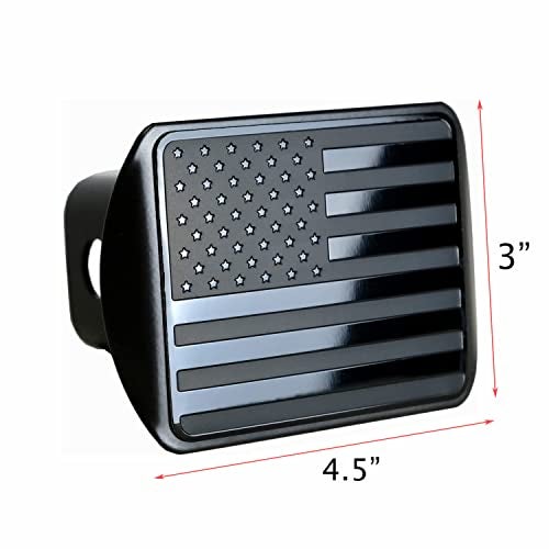 eVerHITCH USA Stainless Steel Flag Emblem Metal Hitch Cover with Pin Bolt (Fits 2" Receivers, Black) - Image 3