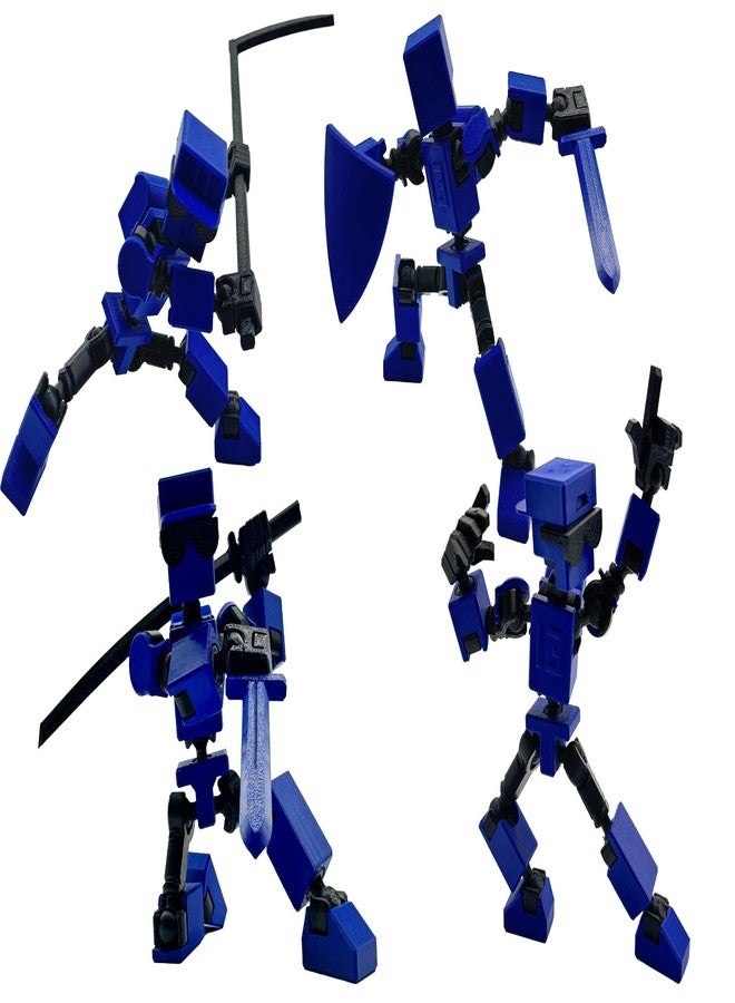 enttgo (Assembly Completed) 3D Printed 6.65-inch Action Figure Mini-13, Full Body Mechanical Movable Toy, Multiple Accessories, Desk Decoration, Creative Gifts (Blue) - Image 4