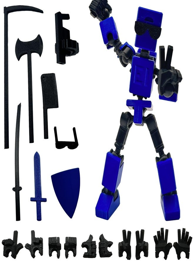 enttgo (Assembly Completed) 3D Printed 6.65-inch Action Figure Mini-13, Full Body Mechanical Movable Toy, Multiple Accessories, Desk Decoration, Creative Gifts (Blue) - Image 1