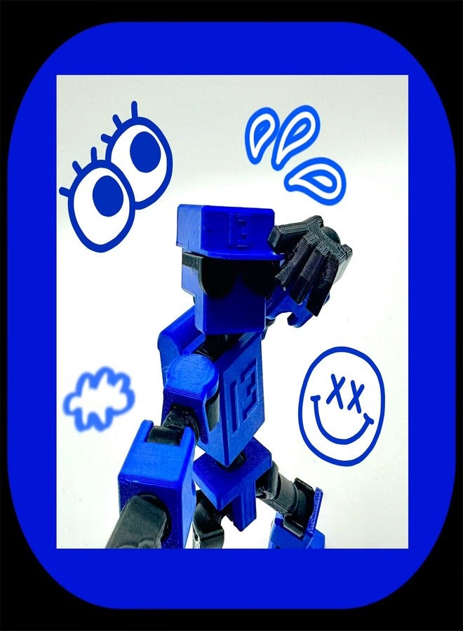 enttgo (Assembly Completed) 3D Printed 6.65-inch Action Figure Mini-13, Full Body Mechanical Movable Toy, Multiple Accessories, Desk Decoration, Creative Gifts (Blue) - Image 2