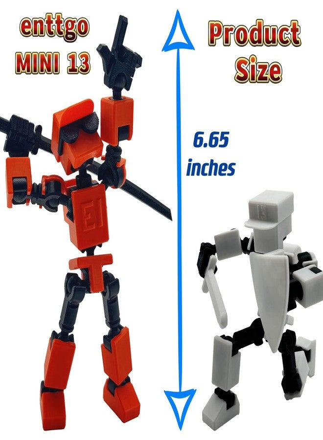 enttgo (Assembly Completed) 3D Printed 6.65-inch Action Figure Mini-13, Full Body Mechanical Movable Toy, Multiple Accessories, Desk Decoration, Creative Gifts (Blue) - Image 3
