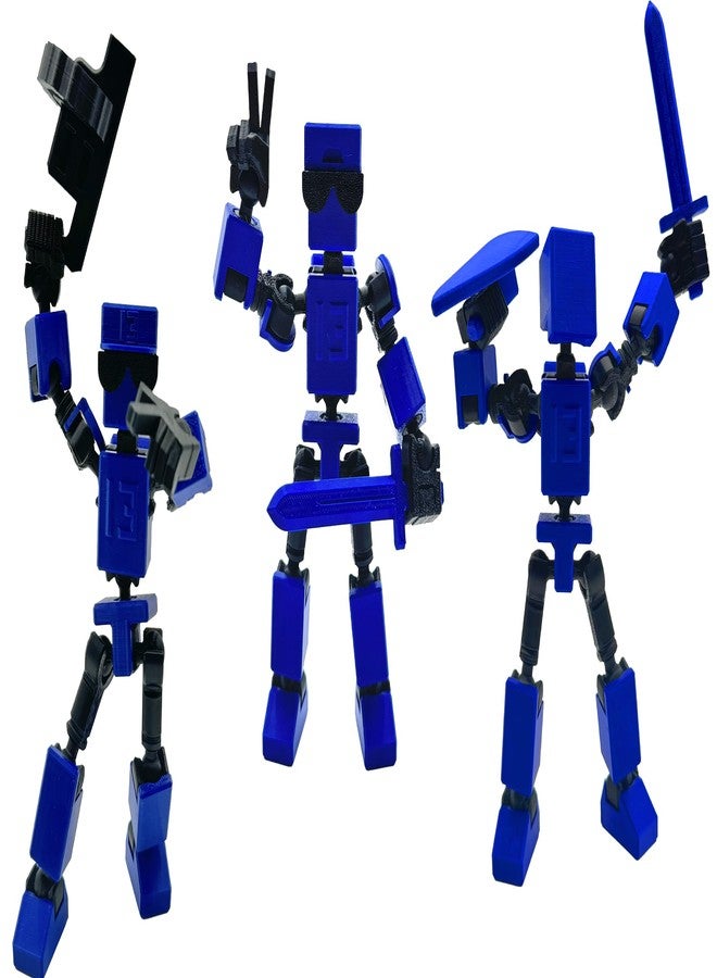 enttgo (Assembly Completed) 3D Printed 6.65-inch Action Figure Mini-13, Full Body Mechanical Movable Toy, Multiple Accessories, Desk Decoration, Creative Gifts (Blue) - Image 5
