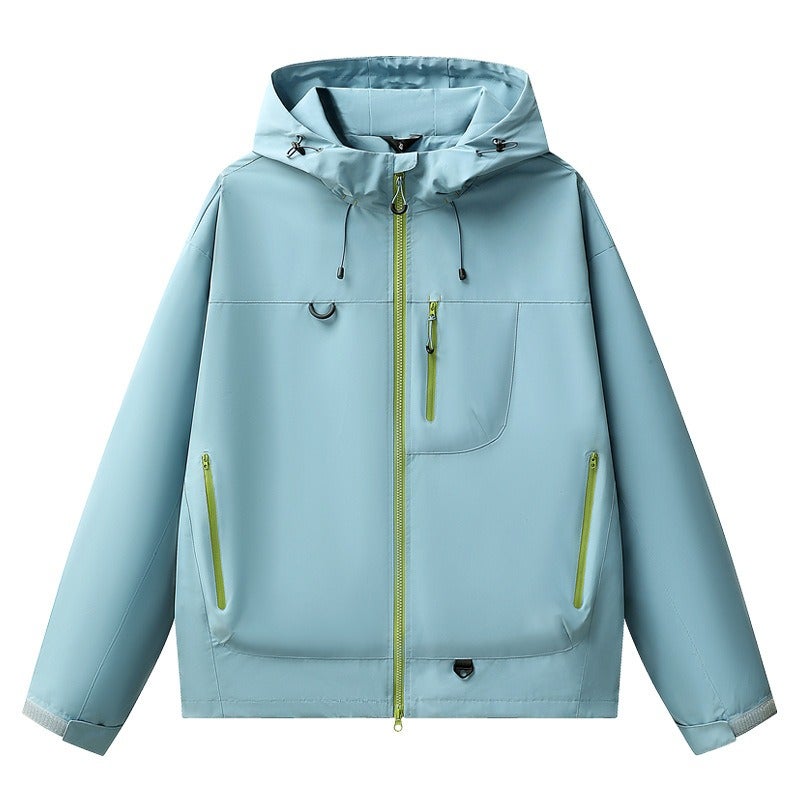 Qi Ta 7870 Outdoor Windproof Waterproof Hooded Jacket for Men Women Youth – Softshell Cargo Mountaineering Windbreaker - Image 4