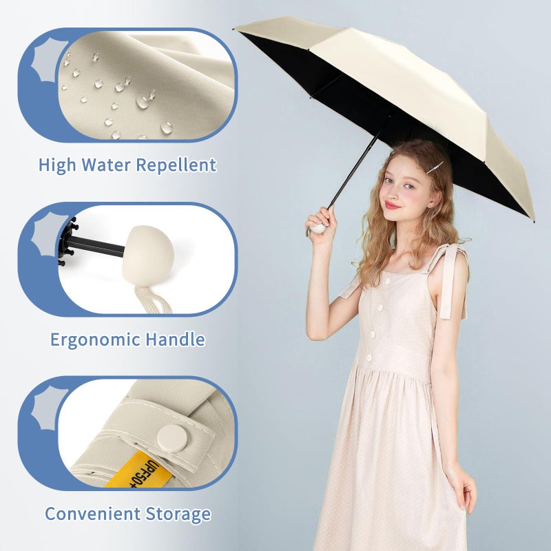 Yoobure Travel Umbrella Portable Compact Umbrellas, Pocket Mini for Purse, Umbrellas for UV Sun & Rain Small for Backpack, Umbrella with Case Folding for Kids Women - Image 3