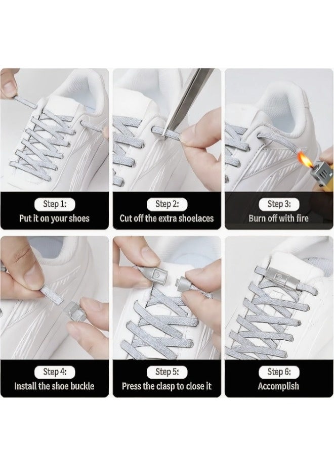 ShebSheb No Tie Elastic Shoelaces for Kids, Adults, Adjustable Tieless Shoe Lace - Image 5