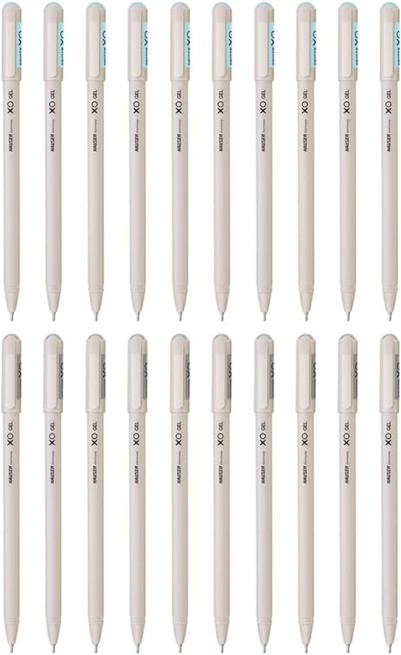 HAUSER XO Gel Pen Combo Pack | Matt Finish Body With Ultra Durable Tip | 10 Pcs Blue Ink & 10 Pcs Black Ink - Image 1
