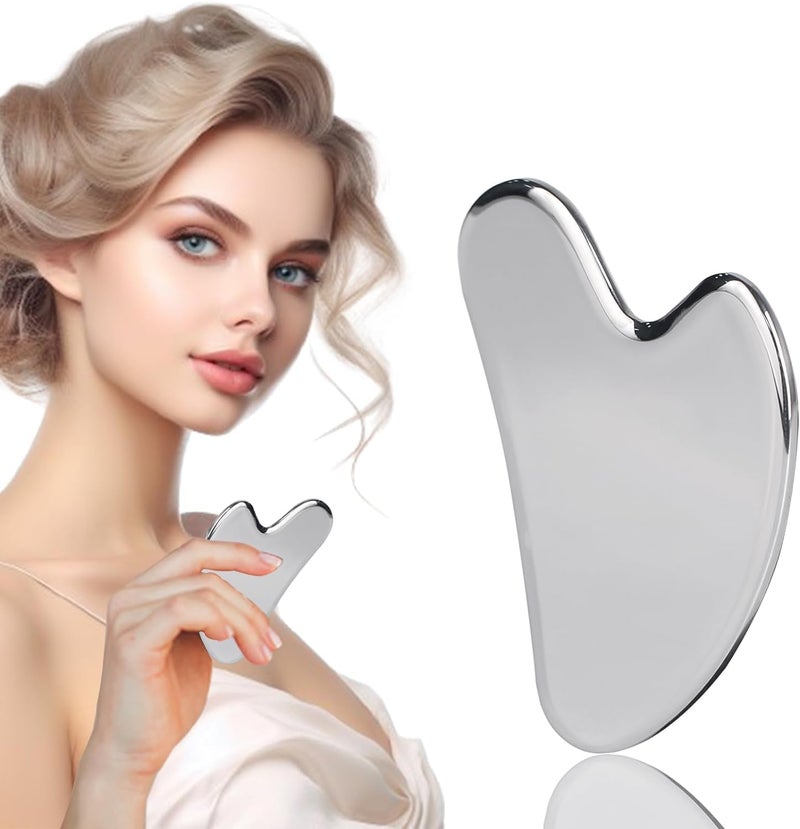 soulvinee Gua Sha STAINLESS STEEL Guasha Board for Facial Skincare, Gua Sha Scraping Handheld Massager Tools for SPA Acupuncture Therapy Trigger Point Treatment (Natural, Small) - Image 1