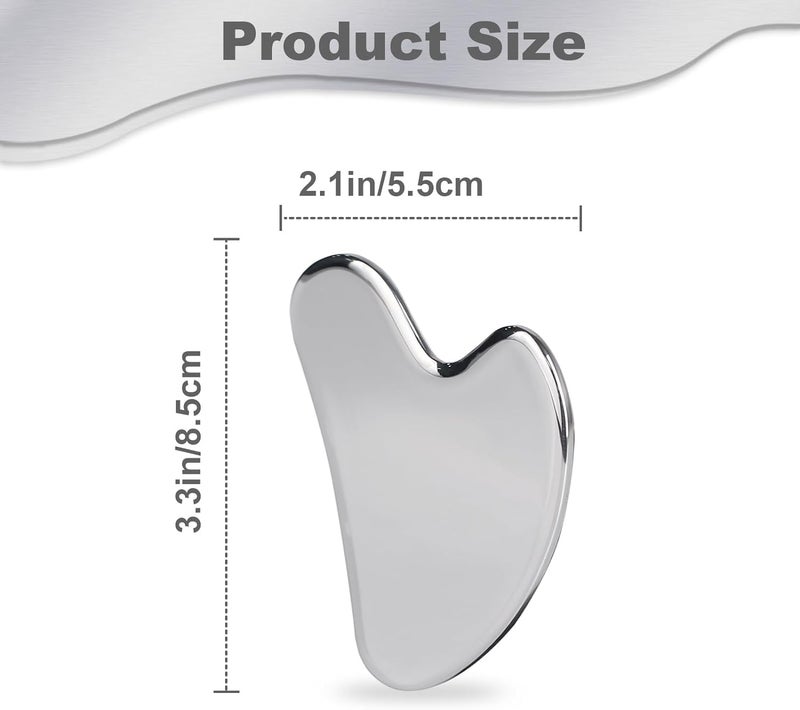 soulvinee Gua Sha STAINLESS STEEL Guasha Board for Facial Skincare, Gua Sha Scraping Handheld Massager Tools for SPA Acupuncture Therapy Trigger Point Treatment (Natural, Small) - Image 2