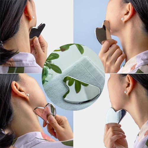 soulvinee Gua Sha STAINLESS STEEL Guasha Board for Facial Skincare, Gua Sha Scraping Handheld Massager Tools for SPA Acupuncture Therapy Trigger Point Treatment (Natural, Small) - Image 5