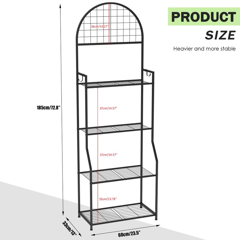 VGMiu 4 Tier Plant Stand Indoor Outdoor, Metal Plant Display Stand Plants Shelf Rack for Multiple Plants, Black Flower Plante Pots Holder for Patio Garden Balcony Living Room - Image 2
