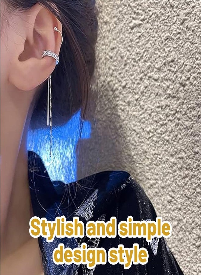 BCNJEPIN Non Piercing Earrings for Women, 2 Pairs Tassel EarCuffs for Women Fashion Without Piercing, Gold and Silver Alloy Pressing Earrings, Stylish Ear Chain for Parties and Shopping - Image 5