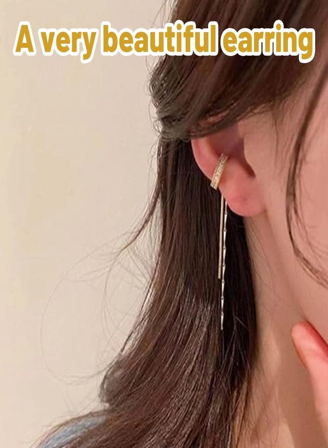 BCNJEPIN Non Piercing Earrings for Women, 2 Pairs Tassel EarCuffs for Women Fashion Without Piercing, Gold and Silver Alloy Pressing Earrings, Stylish Ear Chain for Parties and Shopping - Image 4