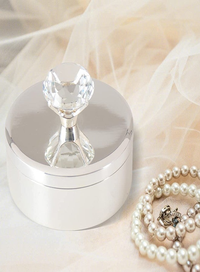 LASODY Diamond Silver Keepsake Box,Jewelry Box For Girls Jewelry Trinket Box Unique Gift For Her Crystal Trinket Box - Image 5