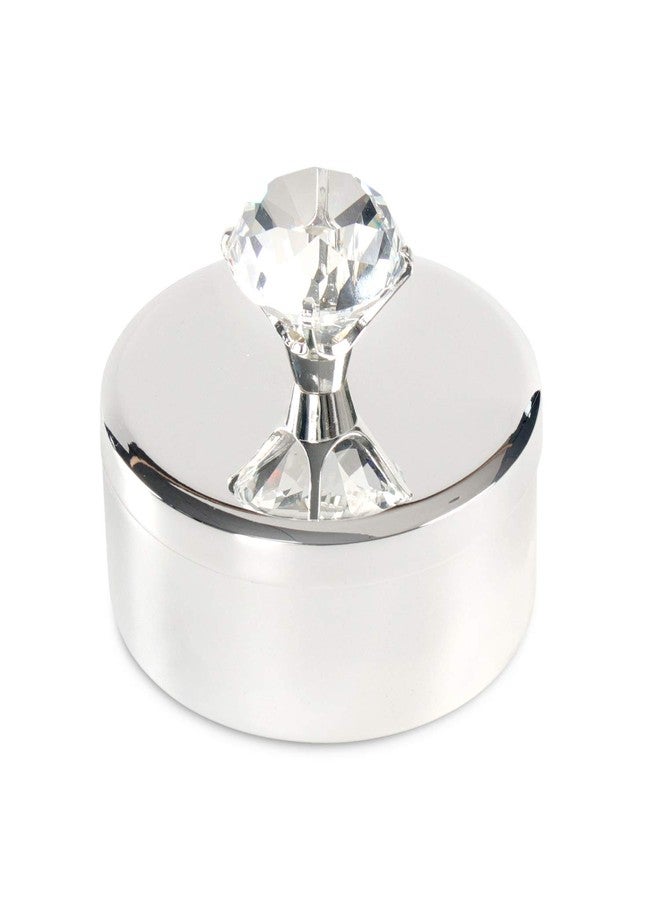 LASODY Diamond Silver Keepsake Box,Jewelry Box For Girls Jewelry Trinket Box Unique Gift For Her Crystal Trinket Box - Image 1