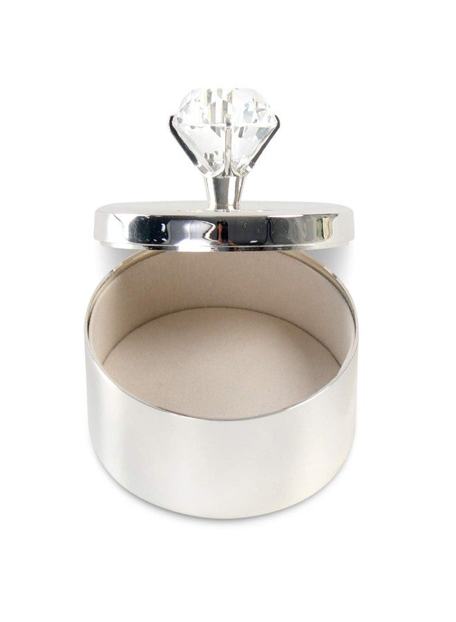 LASODY Diamond Silver Keepsake Box,Jewelry Box For Girls Jewelry Trinket Box Unique Gift For Her Crystal Trinket Box - Image 3