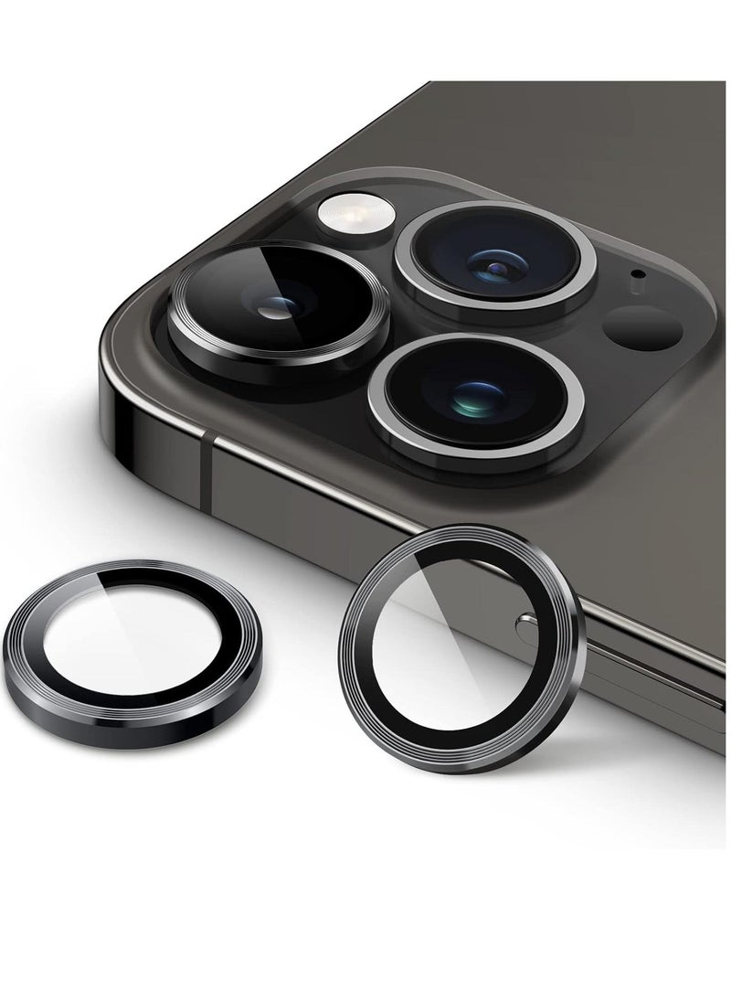Raxoom Camera Lens Protector for iPhone 14 Pro 6.1-Inch and iPhone 14 Pro Max 6.7-Inch, 9H Tempered Glass Metal Individual Ring Cover, HD Clear, 3-Pack (Space Black) - Image 1