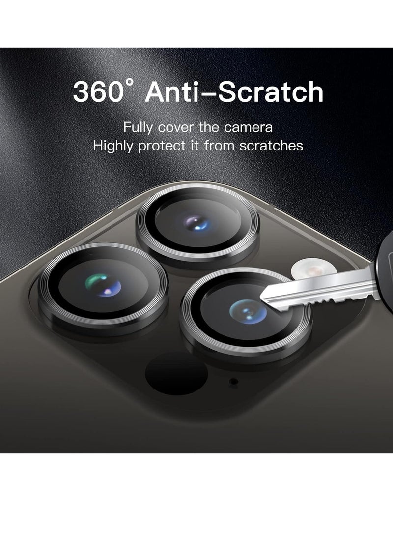 Raxoom Camera Lens Protector for iPhone 14 Pro 6.1-Inch and iPhone 14 Pro Max 6.7-Inch, 9H Tempered Glass Metal Individual Ring Cover, HD Clear, 3-Pack (Space Black) - Image 4