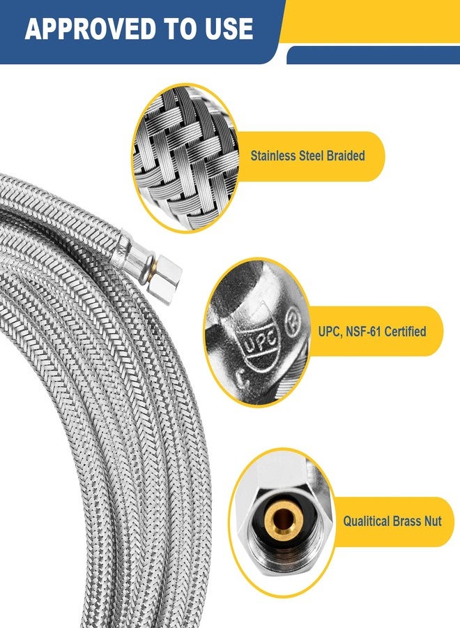 GUOFIS 10 FT Refrigerator Water Line,Stainless Steel Braided Ice Maker Hose with 1/4" Comp X 1/4"Compression Fittings(1PCS,10 Foot)(HOSE001) - Image 3