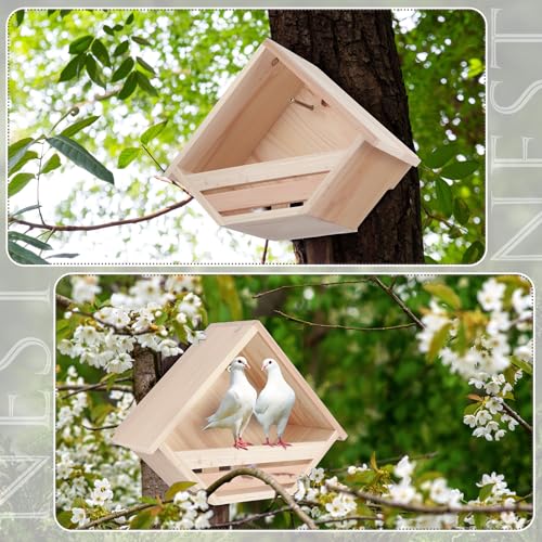 DoubleFill Cedar Dove Nesting Box Dove House Nest for Bird Pigeon Outside Doves Nesting and Roosting Platform Garden Decoration - Image 5