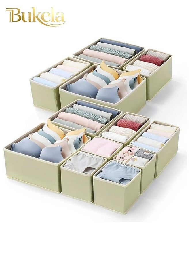 Bukela 12 Pieces Storage Organiser, Foldable Wardrobe Drawer Storage Organiser Storage Box for Clothes, Bra, Underwear, Pants, Panties etc. - Image 1