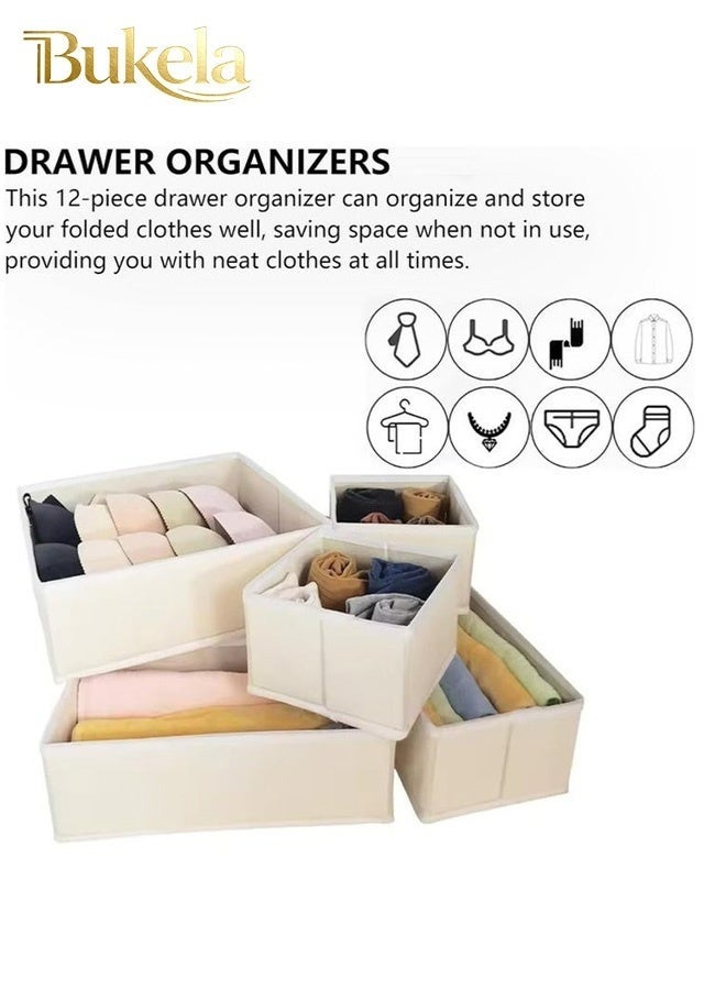 Bukela 12 Pieces Storage Organiser, Foldable Wardrobe Drawer Storage Organiser Storage Box for Clothes, Bra, Underwear, Pants, Panties etc. - Image 3