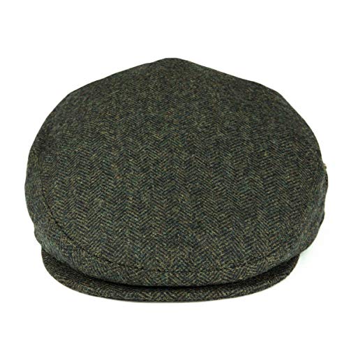 VOBOOM Men's Herringbone Flat Ivy Newsboy Hat Wool Blend Gatsby Cabbie Cap (Army Green, 7 5/8) - Image 3