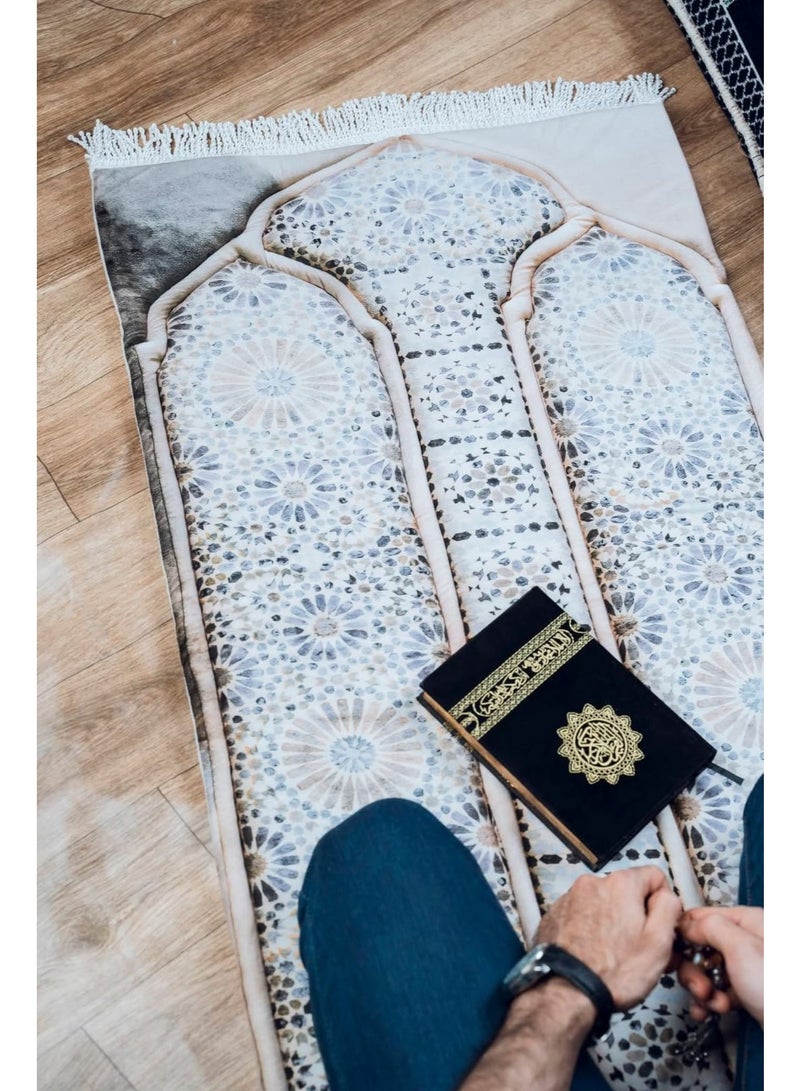 i diD Premium Prayer Mat for Adults, Ultra-Sot with thickness 2 CM, very comfortable for knees and forehead, anti-slip, with an elegant Islamic design, with a rosary and an authenticated copy of the Holy Quran, giving you a sense of comfort and reverence, Elegant Muslim Gift for Hajj, Ramadan, and Eid or any Event - Image 1