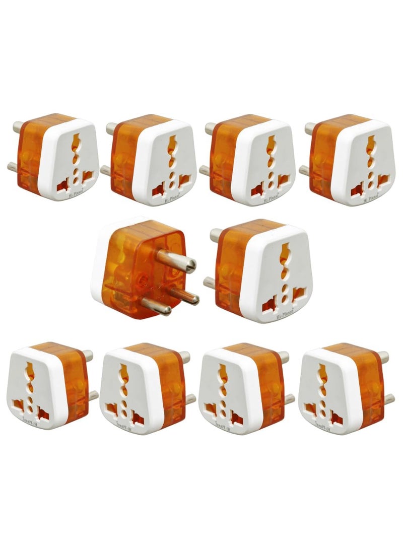 HI PLASST PINS N PLUGS HiPLASST 6amp to 13amp 3pin Converter Plug Pack of 10 Type D Adapter World USA UK Canada Europe to India with Universal Socket Travel Adaptor Plug Perfect for Laptop Charger Trimmer  - Image 1