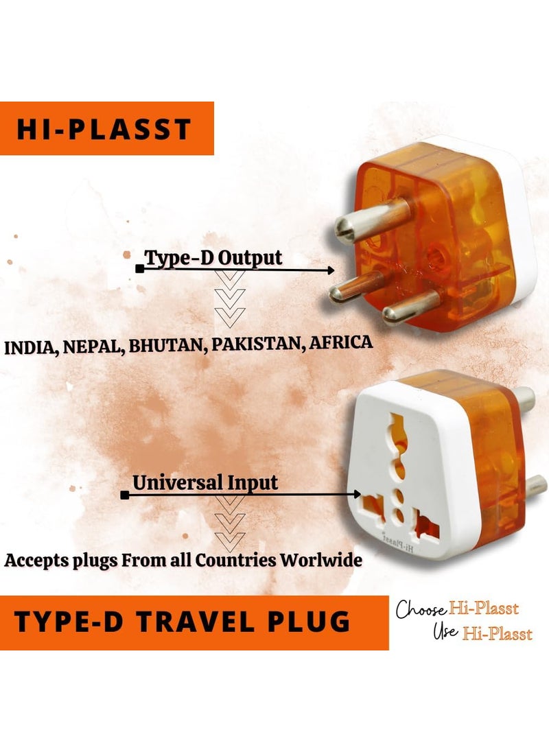 HI PLASST PINS N PLUGS HiPLASST 6amp to 13amp 3pin Converter Plug Pack of 10 Type D Adapter World USA UK Canada Europe to India with Universal Socket Travel Adaptor Plug Perfect for Laptop Charger Trimmer  - Image 4