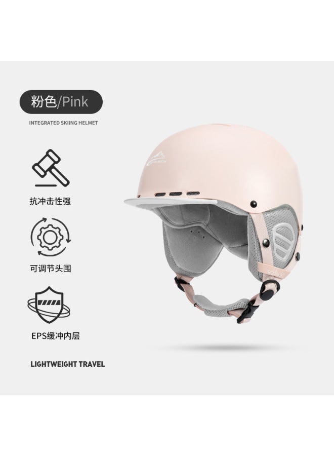 Tk02 Pink Integrated Ski Helmet Outdoor Bicycle Riding Shock-absorbing Impact-resistant Sports Helmet Removable And Washable Lining