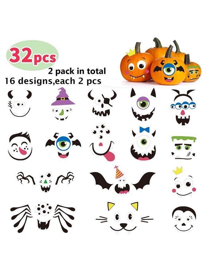 DIYASY Foam Pumpkin Decorations Craft Kit,32 Pcs Halloween Diy Pumpkin Face Stickers For Kids Halloween Party Decoration 2 Pack - Image 2
