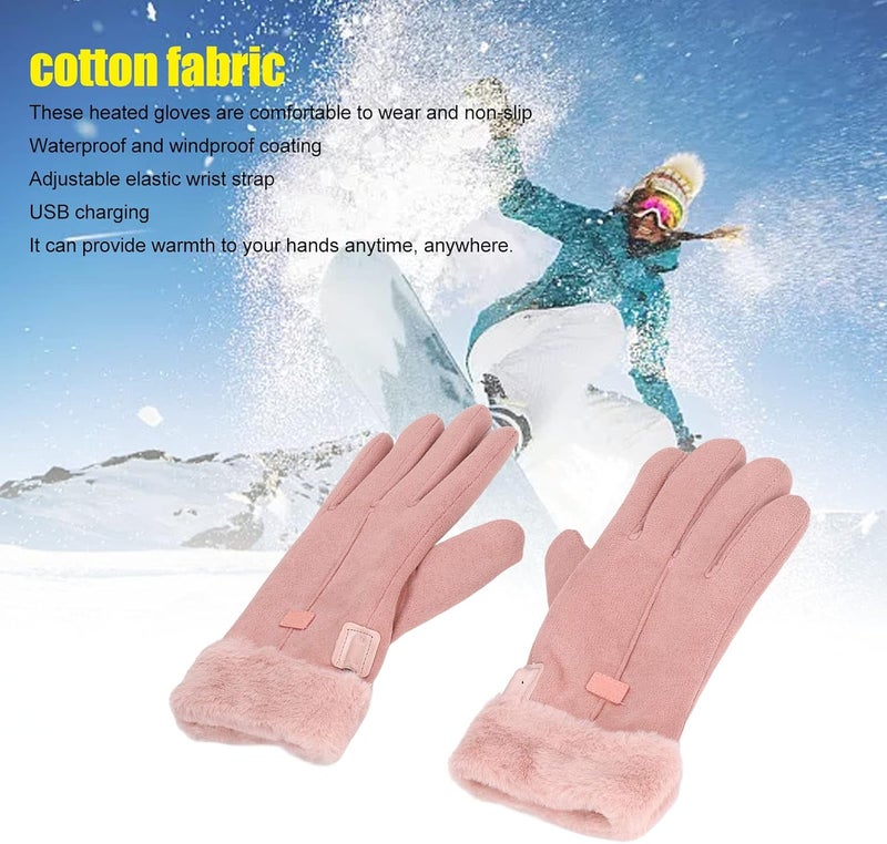Focket Heated Gloves for Women Rechargeable Outdoor Hand Warmer Gloves Electric Heated Gloves Touchscreen Thermal Insulated Heated Gloves for Climbing Hiking Cycling Ski - Image 2