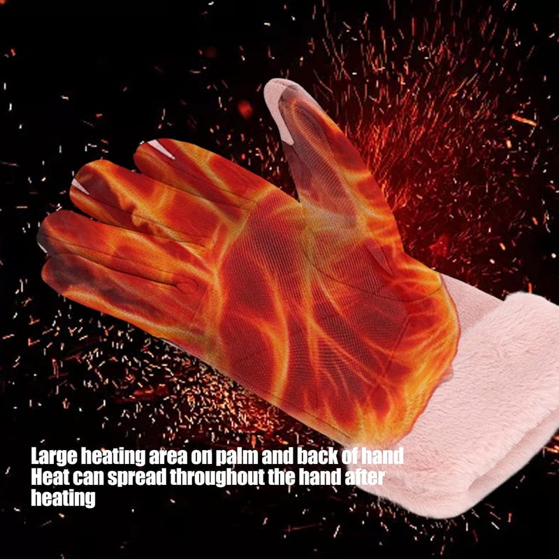 Focket Heated Gloves for Women Rechargeable Outdoor Hand Warmer Gloves Electric Heated Gloves Touchscreen Thermal Insulated Heated Gloves for Climbing Hiking Cycling Ski - Image 3