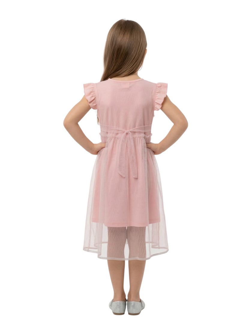 D'Daniela Pink Tulle Overlay Dress - Image 3