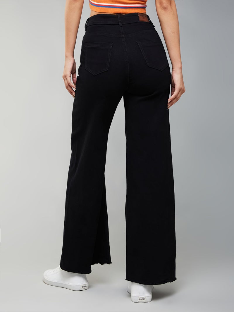 Miss Chase Women's High Rise Regular Length Stretchable Wide Leg Denim Jeans (MCSS24DEN98-82-334-34, True Black, 34) - Image 4