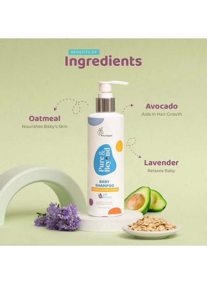 R for Rabbit - Baby Shampoo 200 Ml Pure & Beyond For Kids, No Tears, Ph 5.5 Mild & Gentle, With Natural Oatmeal & Avacado - Image 1