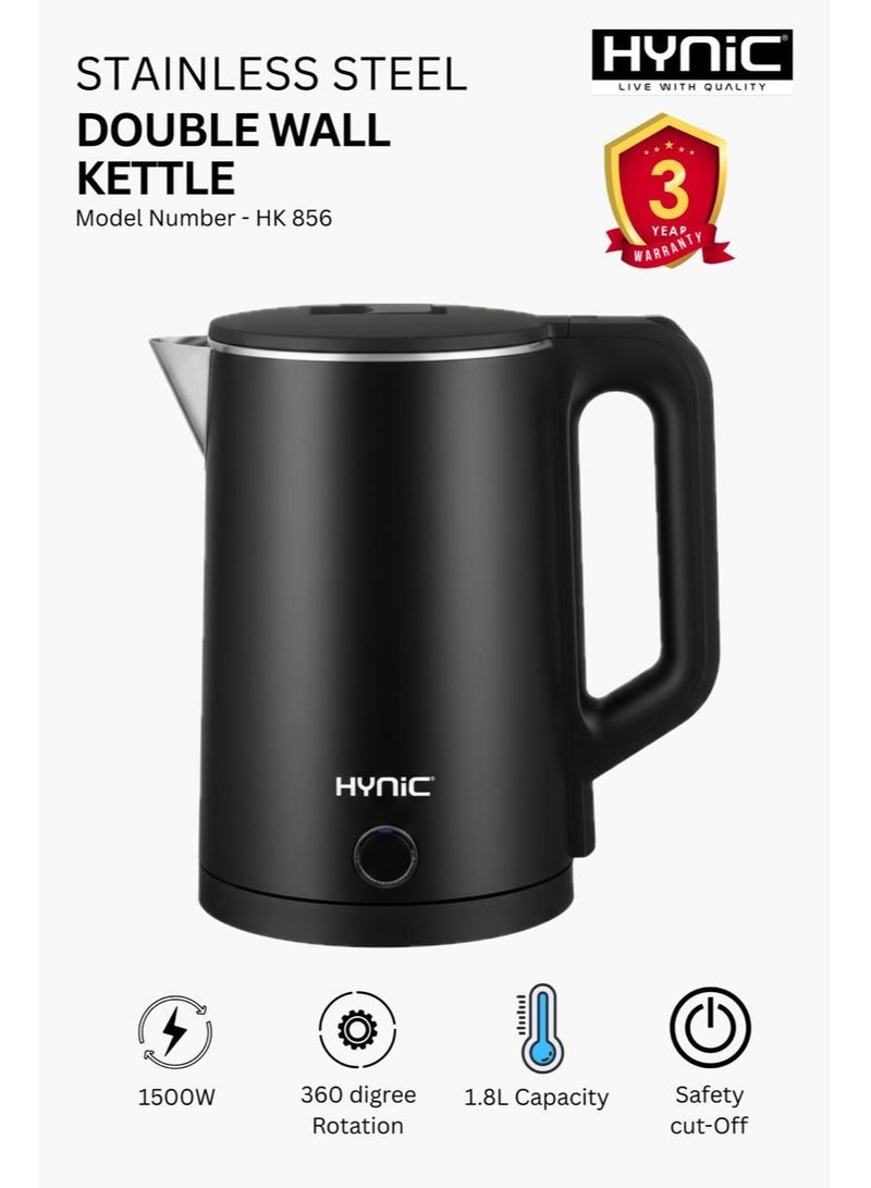 Hynic 1.8L Stainless Steel Double Wall Electric Kettle – 1500W Fast Boiling, Cool-Touch Exterior, & 100% Seamless 304 Food-Grade Stainless Steel Interior - Image 1