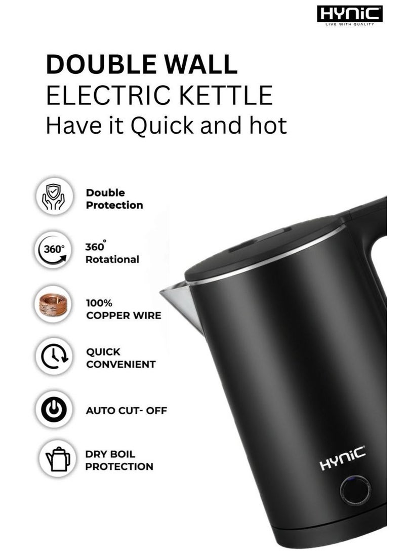 Hynic 1.8L Stainless Steel Double Wall Electric Kettle – 1500W Fast Boiling, Cool-Touch Exterior, & 100% Seamless 304 Food-Grade Stainless Steel Interior - Image 2