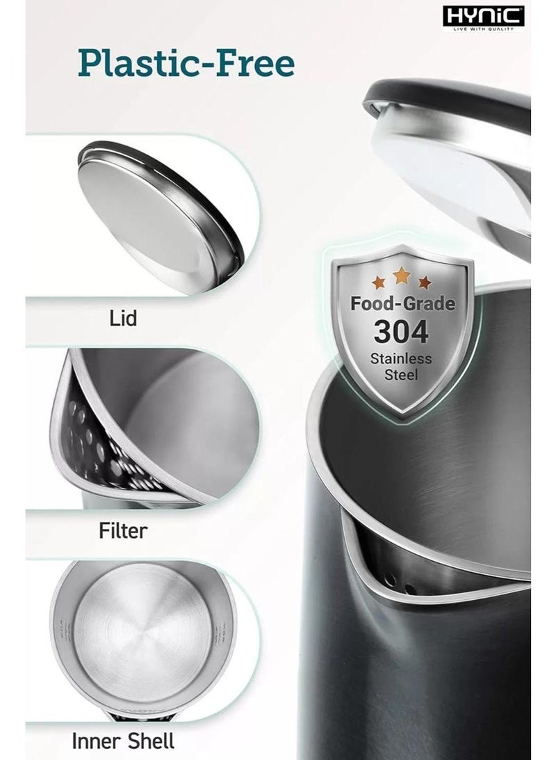 Hynic 1.8L Stainless Steel Double Wall Electric Kettle – 1500W Fast Boiling, Cool-Touch Exterior, & 100% Seamless 304 Food-Grade Stainless Steel Interior - Image 3