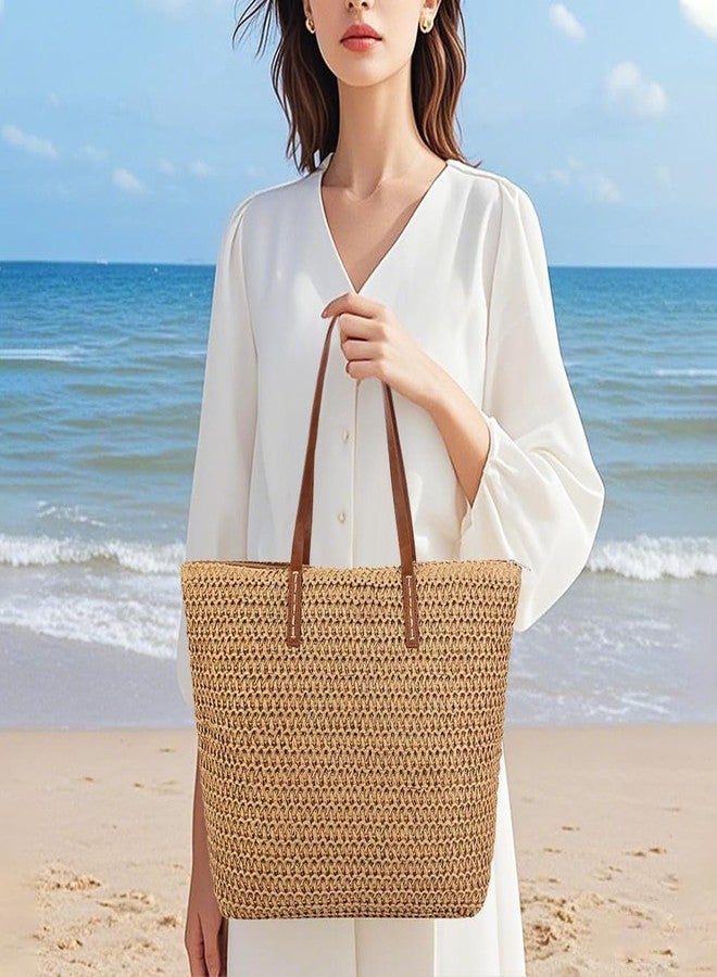 Naimo Women Straw Shoulder Bag Woven Summer Beach Tote Large Casual Weaving Rattan Handbag Purse - Image 2