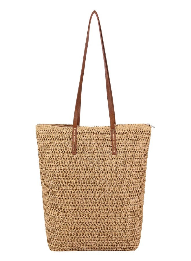 Naimo Women Straw Shoulder Bag Woven Summer Beach Tote Large Casual Weaving Rattan Handbag Purse - Image 1