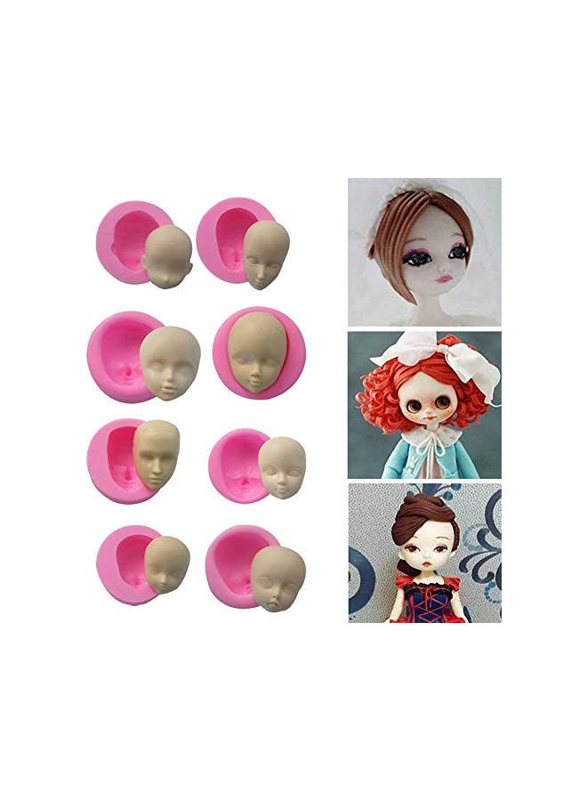 S-TOP 3D Doll Head Baby Face Silicone Cake Molds Model Handmade Soap Clay Plaster Mold Fondant Chocolate Gummy Biscuit Sugar Craft Mould DIY Cake Decorating Supplies Bakeware Baking Tools 8 Pcs - Image 2