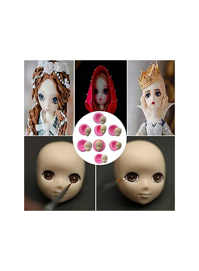 S-TOP 3D Doll Head Baby Face Silicone Cake Molds Model Handmade Soap Clay Plaster Mold Fondant Chocolate Gummy Biscuit Sugar Craft Mould DIY Cake Decorating Supplies Bakeware Baking Tools 8 Pcs - Image 3