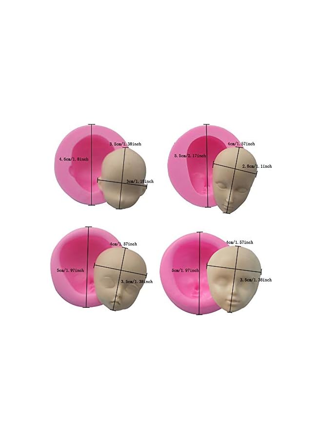 S-TOP 3D Doll Head Baby Face Silicone Cake Molds Model Handmade Soap Clay Plaster Mold Fondant Chocolate Gummy Biscuit Sugar Craft Mould DIY Cake Decorating Supplies Bakeware Baking Tools 8 Pcs - Image 4