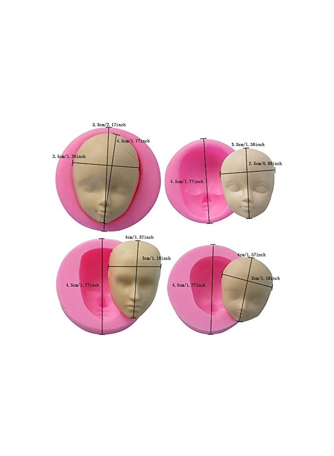 S-TOP 3D Doll Head Baby Face Silicone Cake Molds Model Handmade Soap Clay Plaster Mold Fondant Chocolate Gummy Biscuit Sugar Craft Mould DIY Cake Decorating Supplies Bakeware Baking Tools 8 Pcs - Image 5