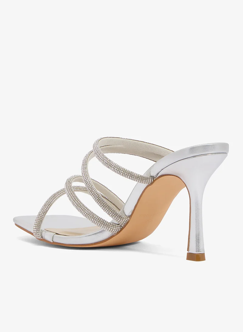 Truffle Silver Gold Embellished High Heel Strap Detail Sandals for Women | Best Price UAE