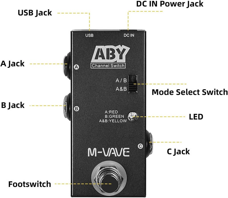 Sunydog ABY Line Selector ABY Channel Switch AB Switch Mini Guitar Effect Pedal True Bypass Guitar Bass Pedal AB Box - Image 2